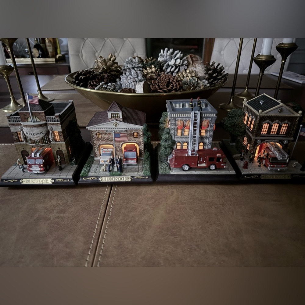 Hawthorne Village Firefighter Lighted Bldgs.– Code of Honor Collection Set of 4